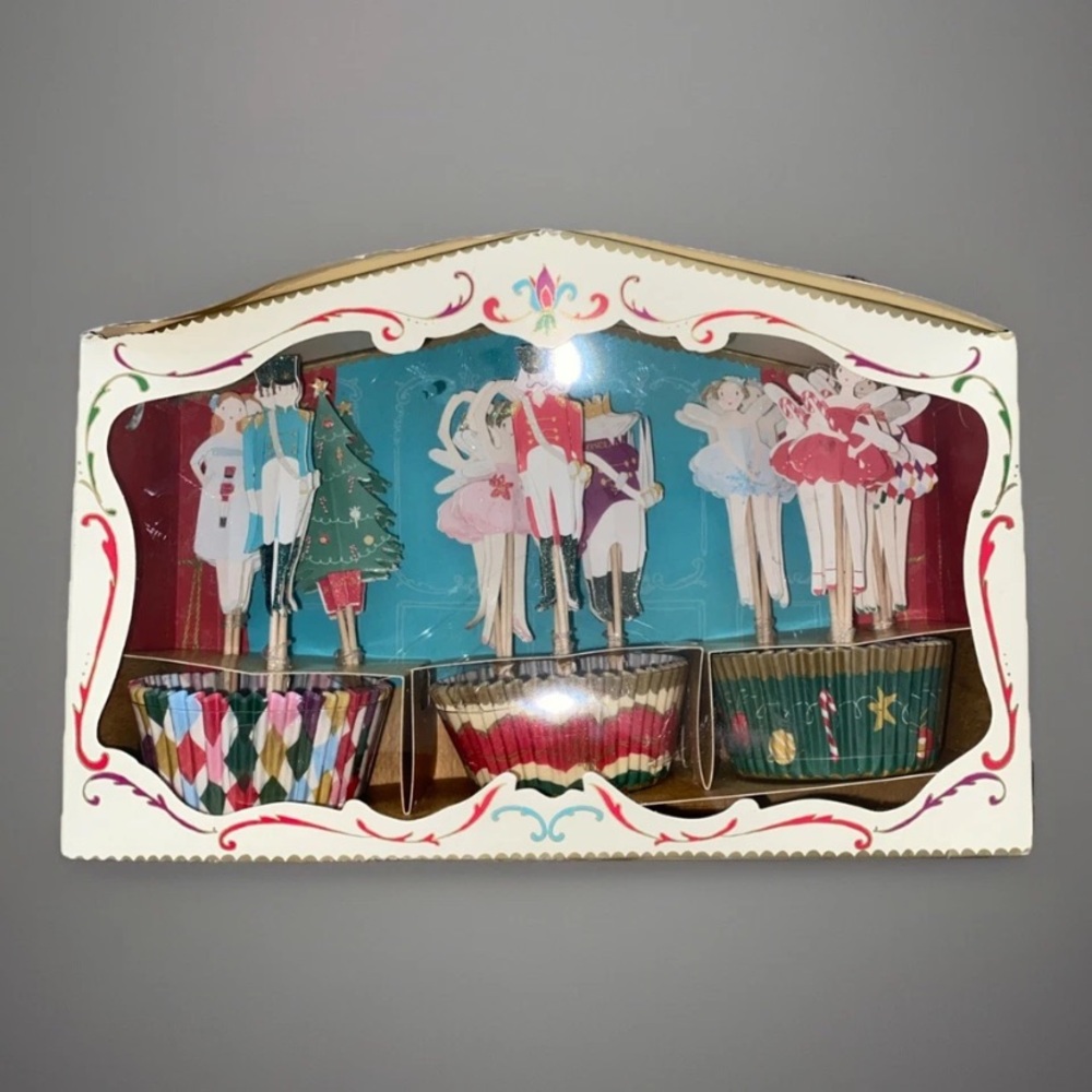 Meri Meri Nutcracker Ballet Christmas Cupcake Liners & Topper‎ Picks Kit